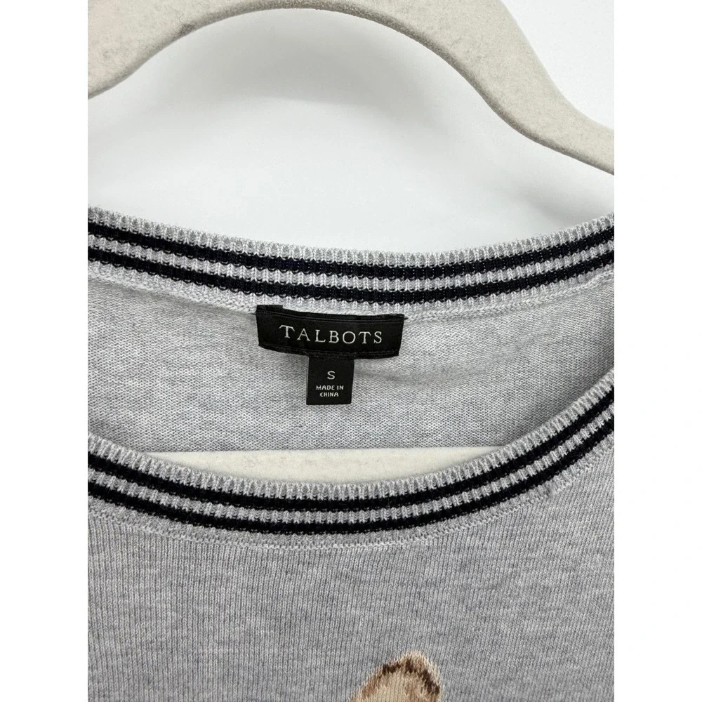 Talbots French Bulldog‎ Sailor Sweater Womens Small Gray Nautical Intarsia Knit